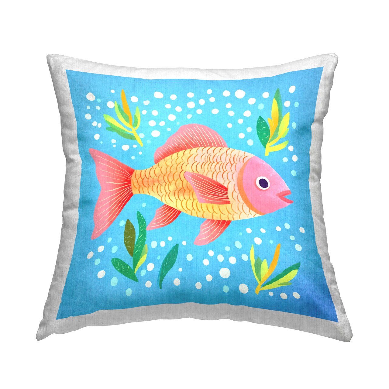 Happy Fish Underwater Decorative Printed Throw Pillow Design by Andrea Haase, 18 x 7 x 18